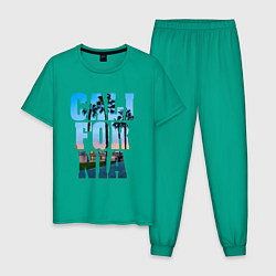 Пижама хлопковая мужская California Dreams, цвет: зеленый