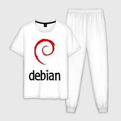 Пижама хлопковая мужская Debian, цвет: белый