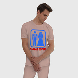 Пижама хлопковая мужская Game over, цвет: пыльно-розовый — фото 2