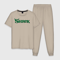 Пижама хлопковая мужская Shrek: Logo, цвет: миндальный