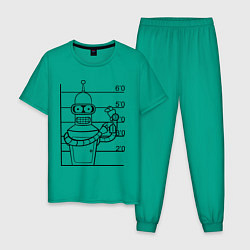 Пижама хлопковая мужская Bender Wanted, цвет: зеленый