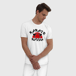 Пижама хлопковая мужская Karate Russia, цвет: белый — фото 2