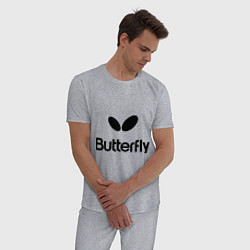 Пижама хлопковая мужская Butterfly Logo, цвет: меланж — фото 2