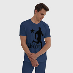 Пижама хлопковая мужская Лёгкая атлетика цвета тёмно-синий — фото 2