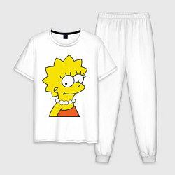 Пижама хлопковая мужская Lisa Simpson, цвет: белый
