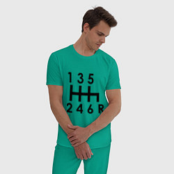 Пижама хлопковая мужская Коробка передач цвета зеленый — фото 2