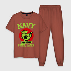 Пижама хлопковая мужская Navy: Po-1967 цвета кирпичный — фото 1