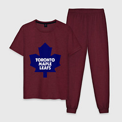 Пижама хлопковая мужская Toronto Maple Leafs, цвет: меланж-бордовый