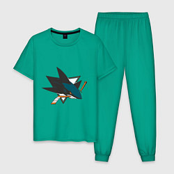 Пижама хлопковая мужская San Jose Sharks, цвет: зеленый