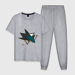 Пижама хлопковая мужская San Jose Sharks, цвет: меланж