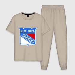 Пижама хлопковая мужская New York Rangers, цвет: миндальный