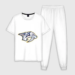 Пижама хлопковая мужская Nashville Predators, цвет: белый