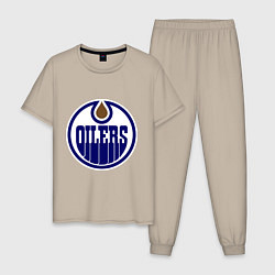 Пижама хлопковая мужская Edmonton Oilers, цвет: миндальный