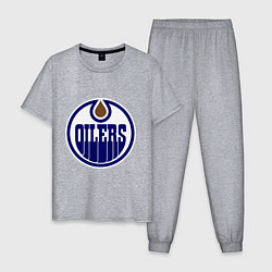 Пижама хлопковая мужская Edmonton Oilers, цвет: меланж