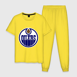 Пижама хлопковая мужская Edmonton Oilers, цвет: желтый