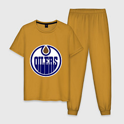 Пижама хлопковая мужская Edmonton Oilers, цвет: горчичный