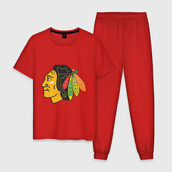 Пижама хлопковая мужская Chicago Blackhawks, цвет: красный