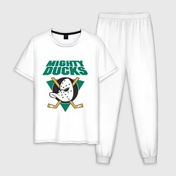 Пижама хлопковая мужская Anaheim Mighty Ducks, цвет: белый
