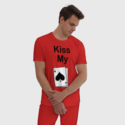 Пижама хлопковая мужская Kiss my card, цвет: красный — фото 2