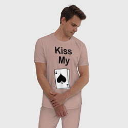 Пижама хлопковая мужская Kiss my card, цвет: пыльно-розовый — фото 2