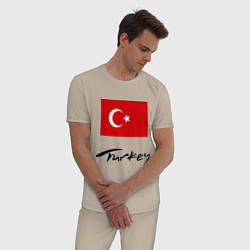 Пижама хлопковая мужская Turkey, цвет: миндальный — фото 2