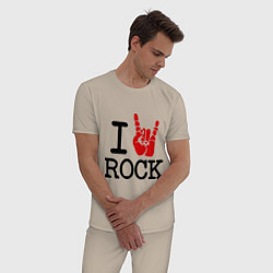 Пижама хлопковая мужская I love rock, цвет: миндальный — фото 2