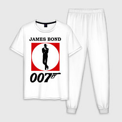 Пижама хлопковая мужская James Bond 007, цвет: белый