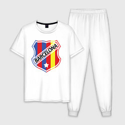 Пижама хлопковая мужская Barcelona: old mark, цвет: белый