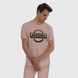 Пижама хлопковая мужская Nissan club, цвет: пыльно-розовый — фото 2