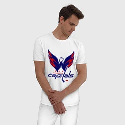 Пижама хлопковая мужская Washington Capitals: Ovechkin, цвет: белый — фото 2