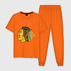 Пижама хлопковая мужская Chicago Blackhawks: Kane, цвет: оранжевый