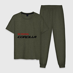 Пижама хлопковая мужская Toyota Corolla, цвет: меланж-хаки