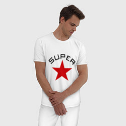 Пижама хлопковая мужская Super Star, цвет: белый — фото 2