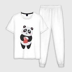 Мужская пижама Панда с сердечком