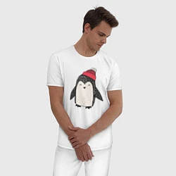 Пижама хлопковая мужская Зимний пингвин-мальчик, цвет: белый — фото 2