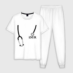 Пижама хлопковая мужская Love Dr. House, цвет: белый