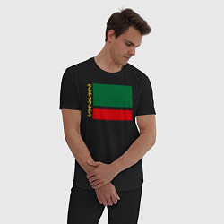 Пижама хлопковая мужская Чечня: флаг цвета черный — фото 2