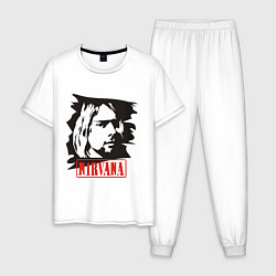 Пижама хлопковая мужская Nirvana: Kurt Cobain, цвет: белый