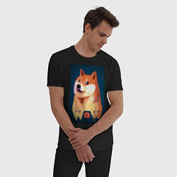 Пижама хлопковая мужская Wow Doge, цвет: черный — фото 2