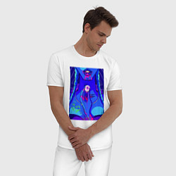 Пижама хлопковая мужская Неоновый демон, цвет: белый — фото 2
