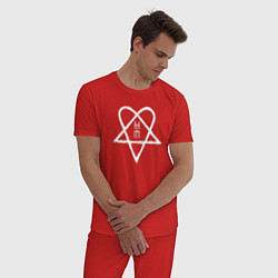 Пижама хлопковая мужская HIM: Heartagram, цвет: красный — фото 2