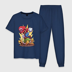 Пижама хлопковая мужская Mario Rage цвета тёмно-синий — фото 1