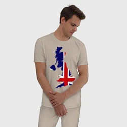Пижама хлопковая мужская Великобритания (Great Britain), цвет: миндальный — фото 2