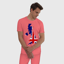Пижама хлопковая мужская Великобритания (Great Britain), цвет: коралловый — фото 2