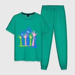 Пижама хлопковая мужская Hands Up, цвет: зеленый