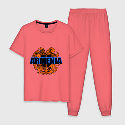 Пижама хлопковая мужская Армения, цвет: коралловый