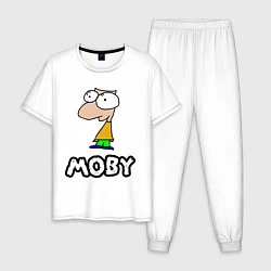 Пижама хлопковая мужская Moby, цвет: белый