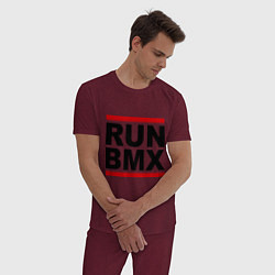 Пижама хлопковая мужская RUN BMX цвета меланж-бордовый — фото 2