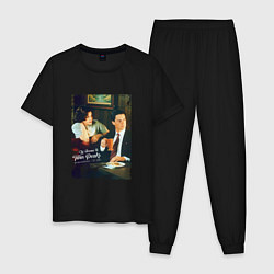 Пижама хлопковая мужская Twin Peaks Bar, цвет: черный