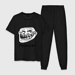 Пижама хлопковая мужская Trollface. Problem? Проблемы?, цвет: черный